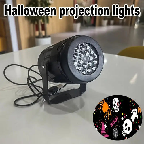 360° Rotating USB Halloween Projector Light - 12 HD Spooky Patterns for Indoor P