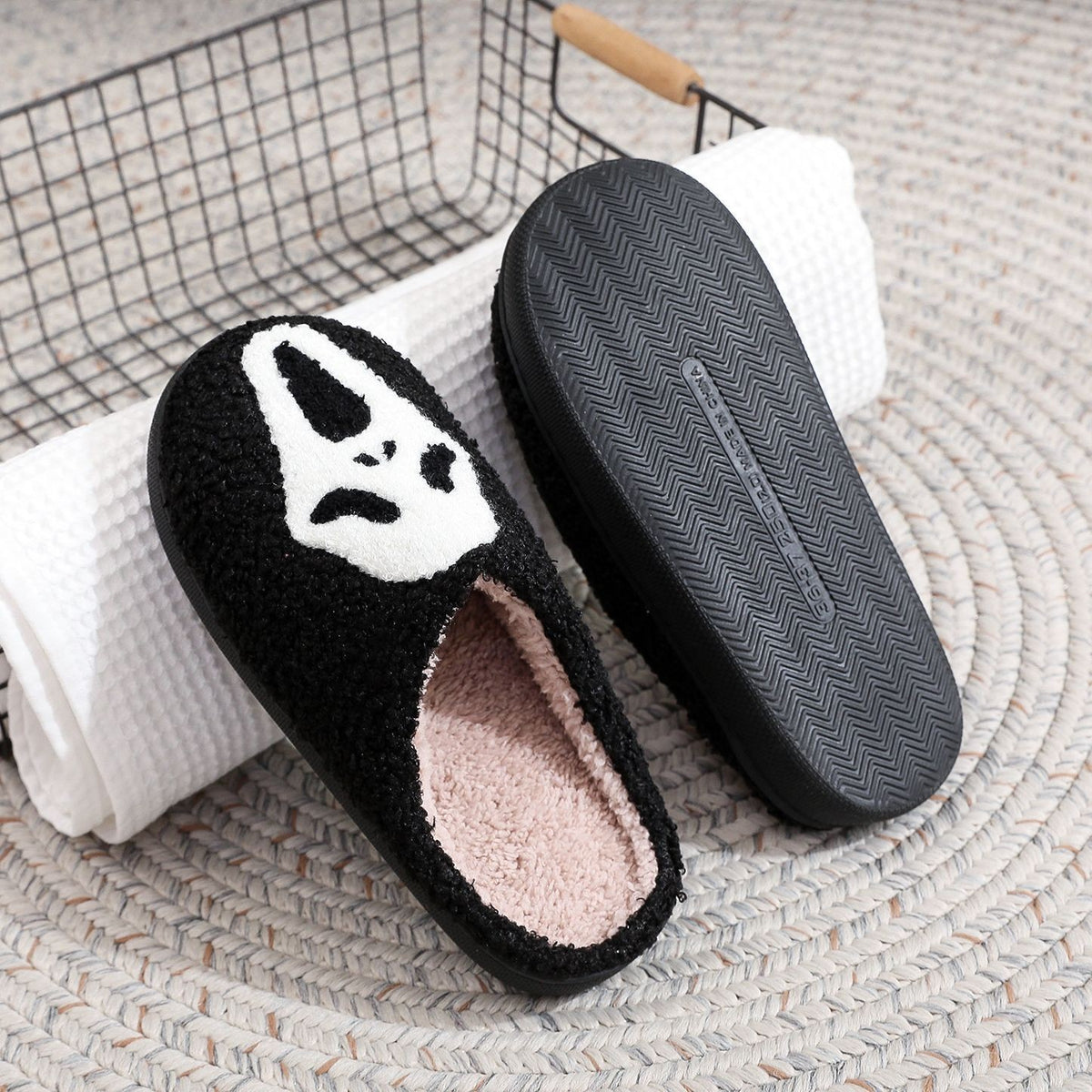 3-Blood BlackPlush Slippers Funny Design