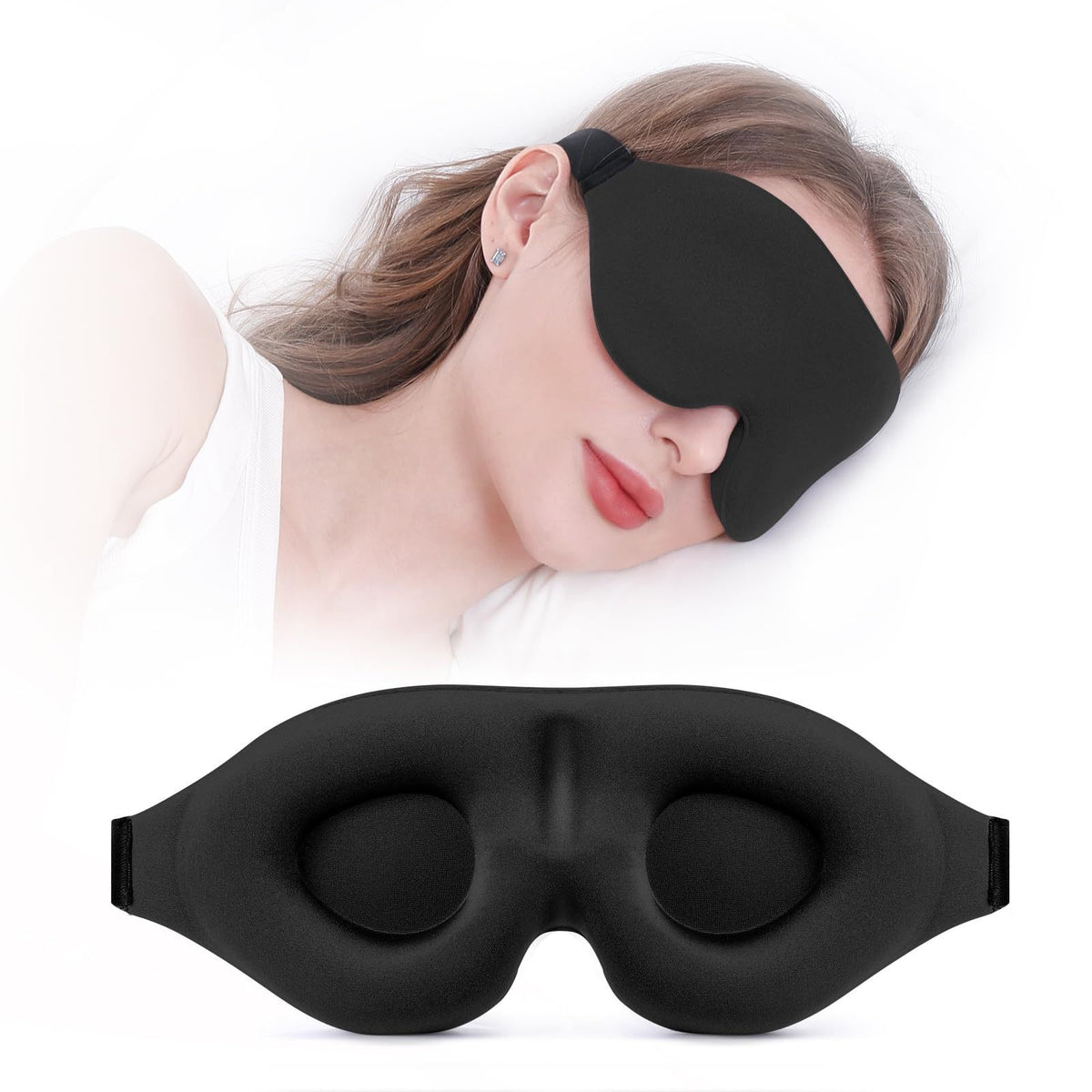 3D Ergonomic Sleep Mask: Zero-Pressure Breathable Blackout Eye Mask