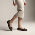 Women's Vintage Style Pleated Ballet Flats - Comfortable Slip-Ons