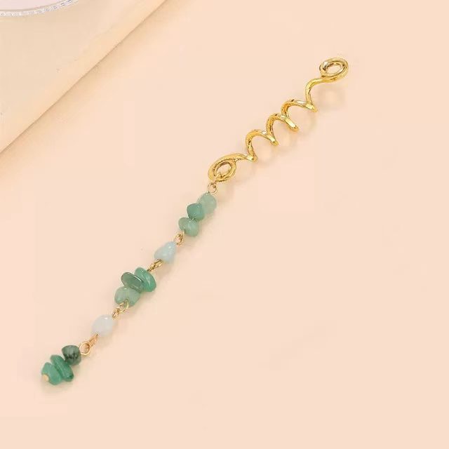 Braided Hair Rope with Stone Pendant