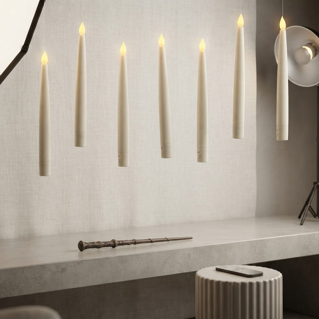 Halloween Remote Controlled LED Floating Flickering Taper Candles for Parties