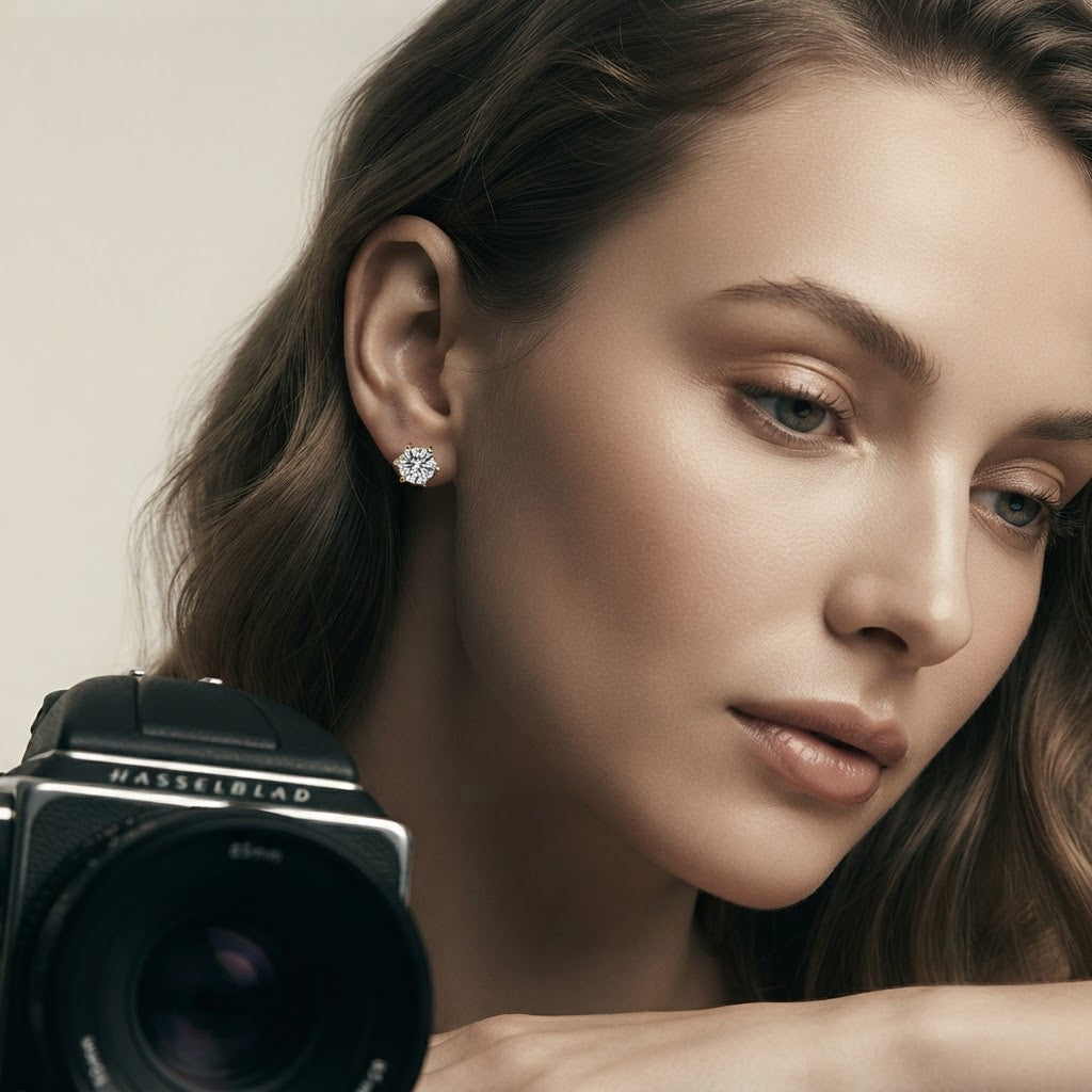 4 Pcs Six-Claw Zircon Stud Earrings