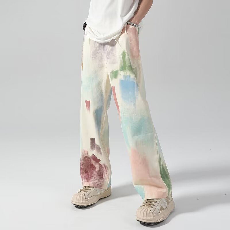 Men's Retro Wide Leg Spray Wash Pants - product image 3