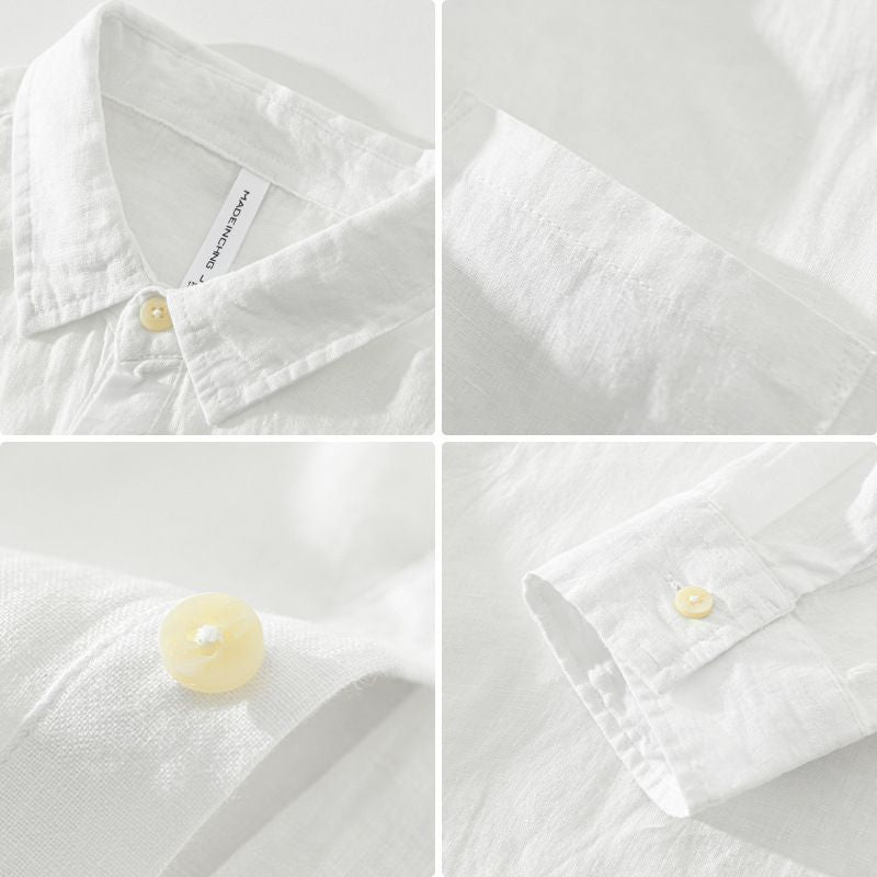 Men's Retro Linen Long-Sleeve Shirt – Relaxed Square Collar - product image 4