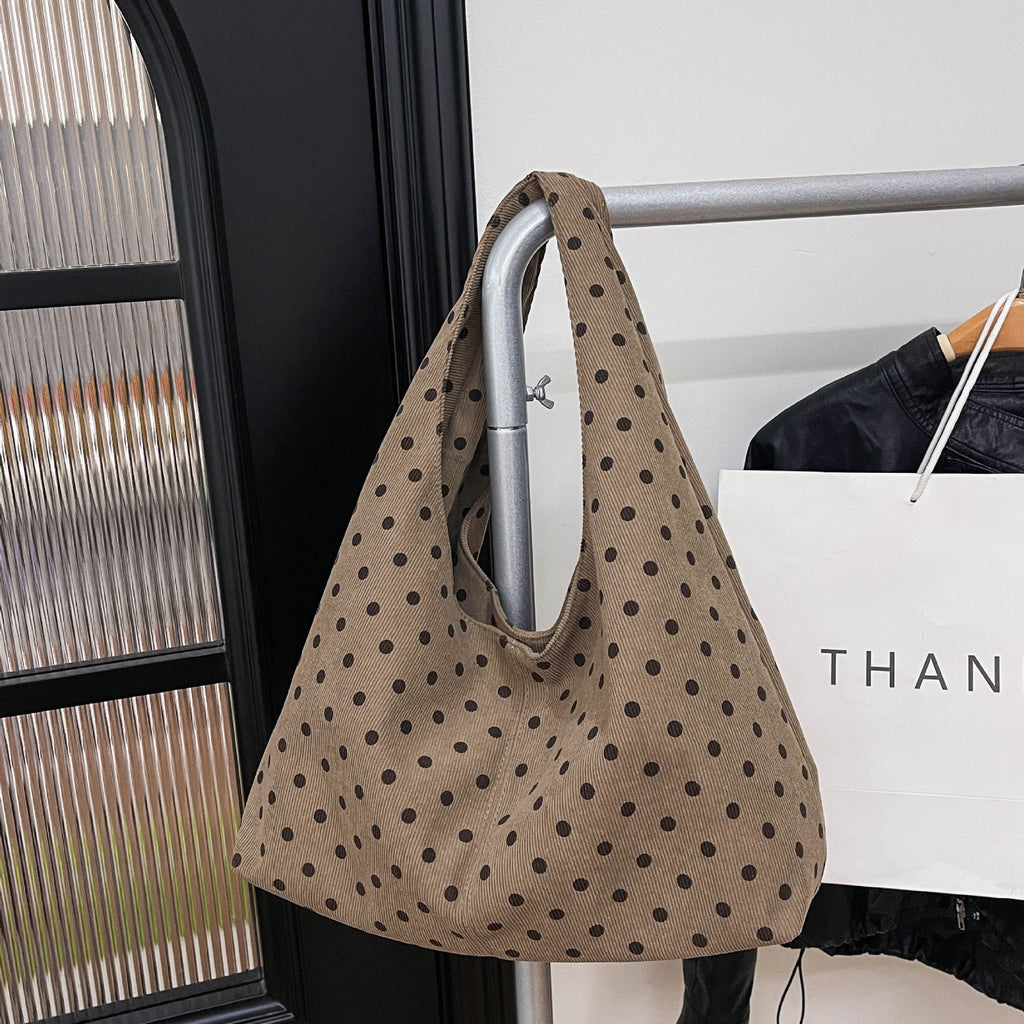 Minimalist Polka Dot Corduroy Tote Bag