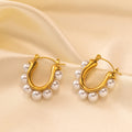 Pearl Earrings Titanium Steel 18K Gold Plated Fashion Jewelry
