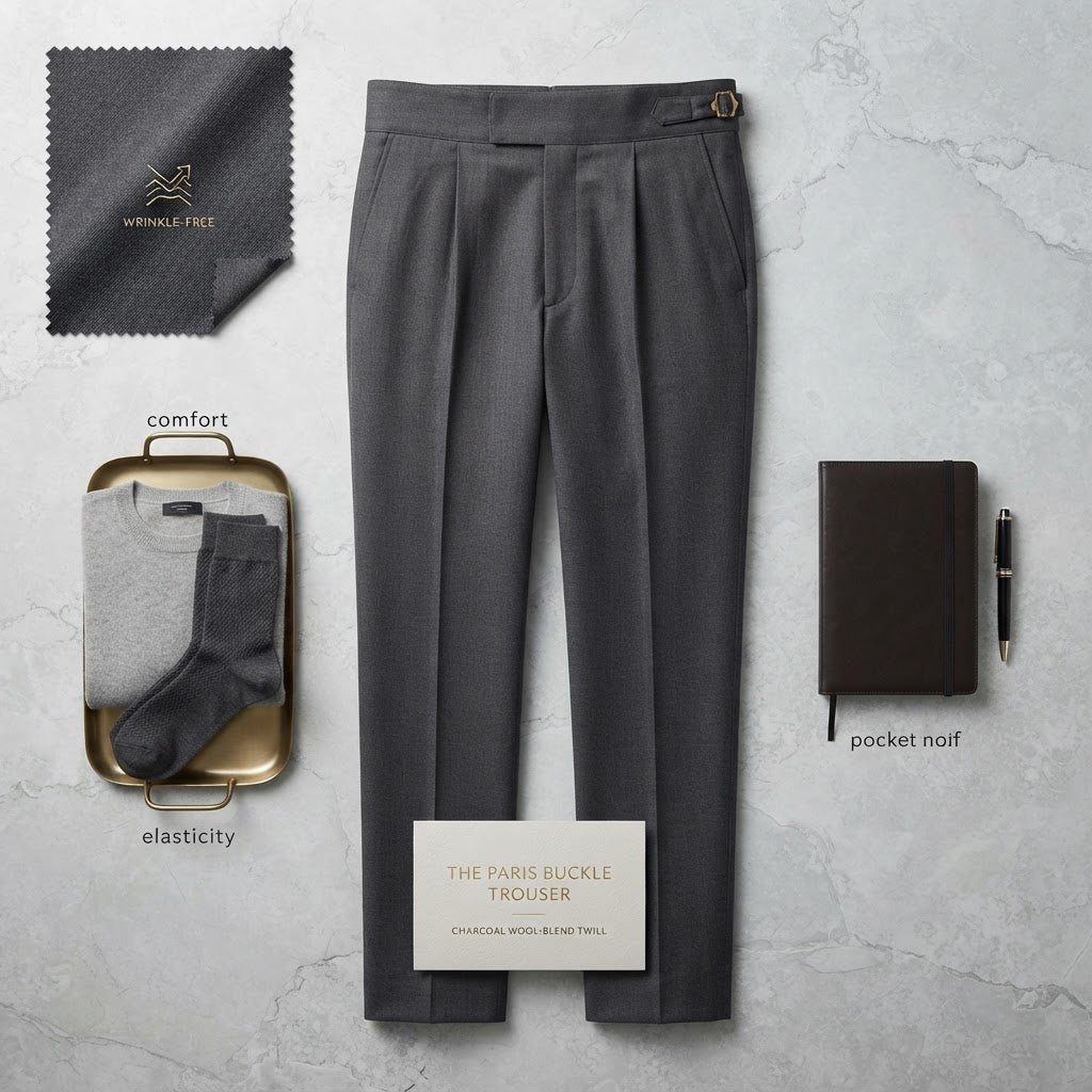 Men's High-Waisted Straight-Leg Trousers with Paris Buckle - product image 8