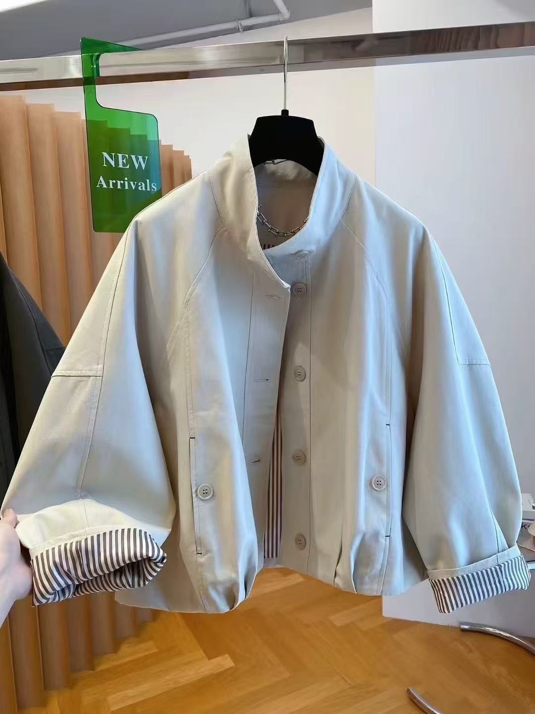 Women's Stand Collar Short Trench Coat