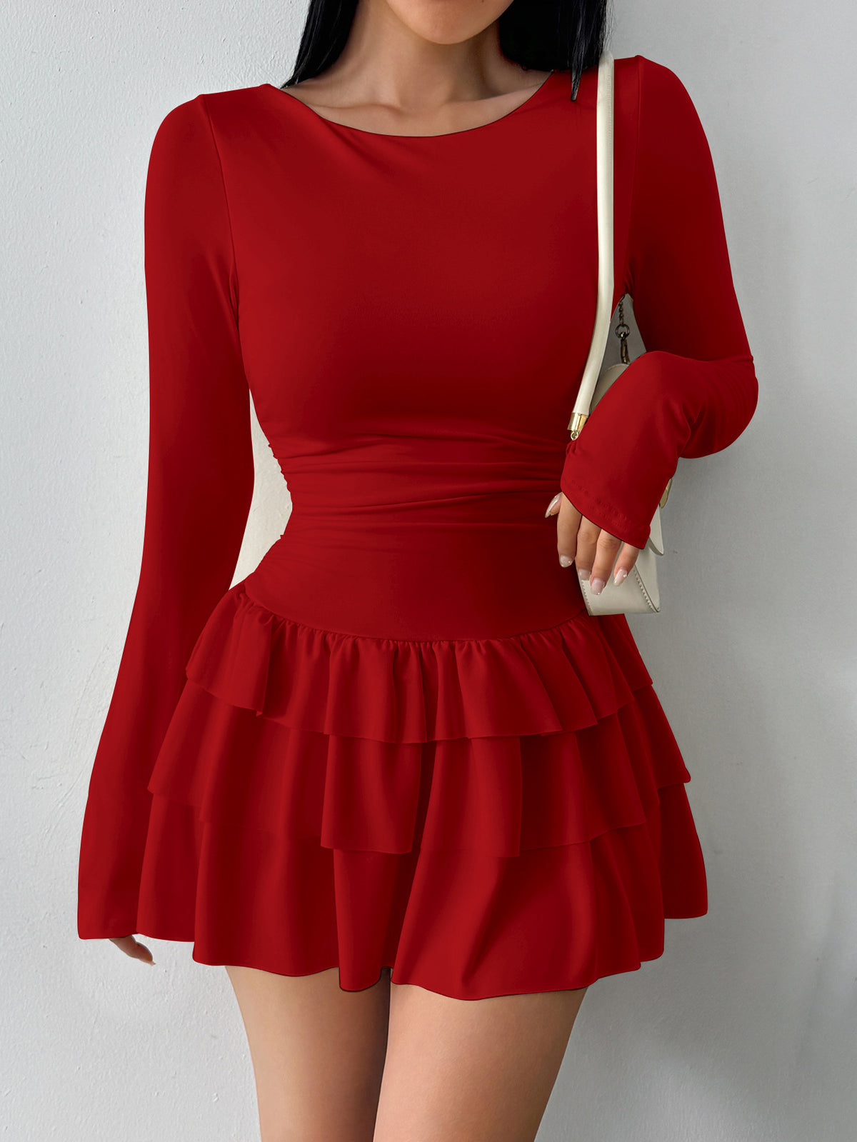 Sienna Sculpt Long-Sleeve Pleated Dress