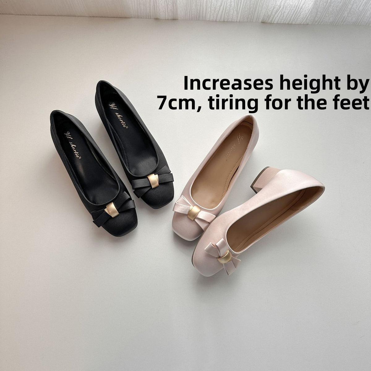 Women's Square Toe Satin Bowknot Heels