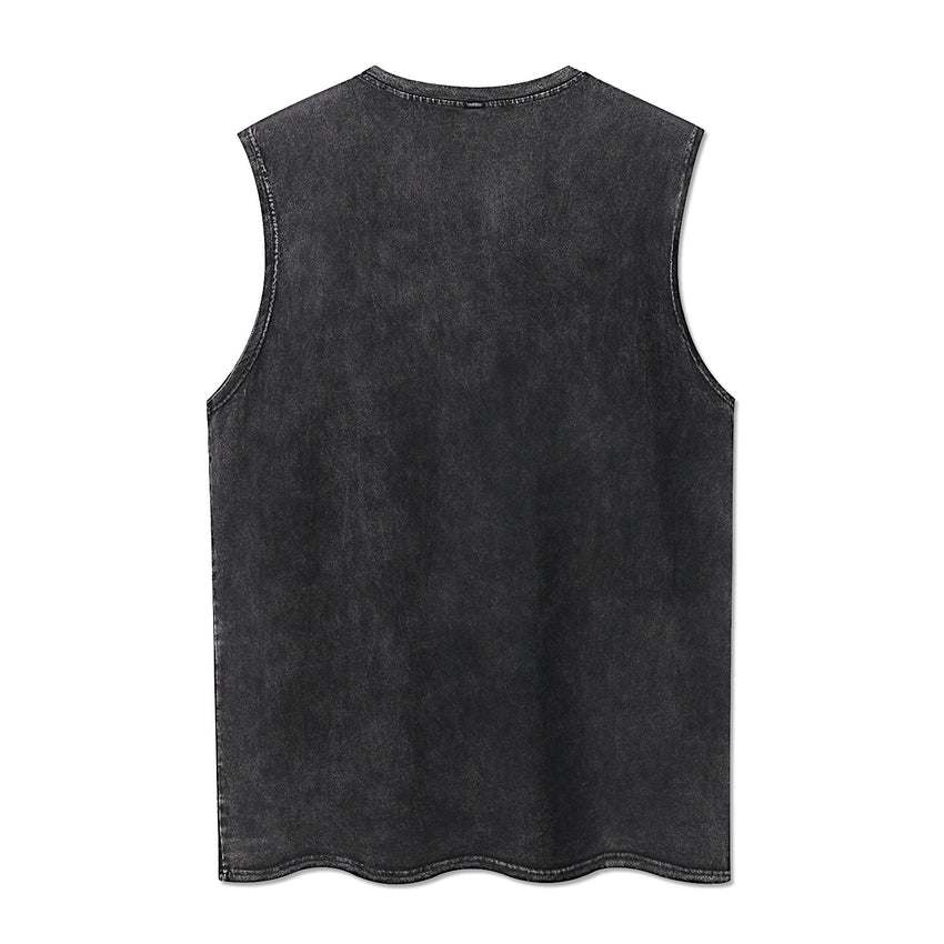 Men's Washed Cotton Sleeveless Shirt