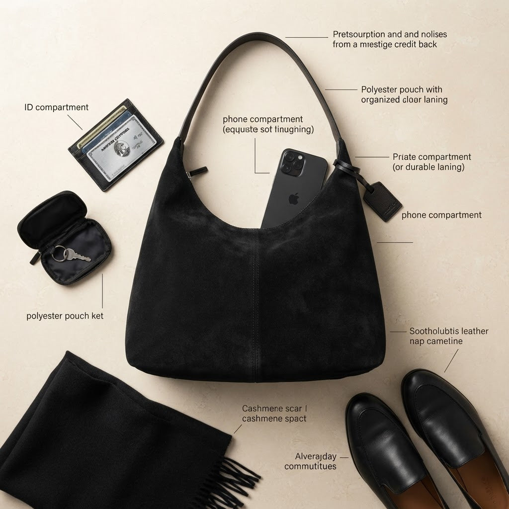 Minimalist Premium Suede Horizontal Shoulder Tote Bag