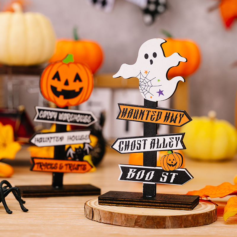 Wooden Ornaments Tree-Shaped Ghost Table