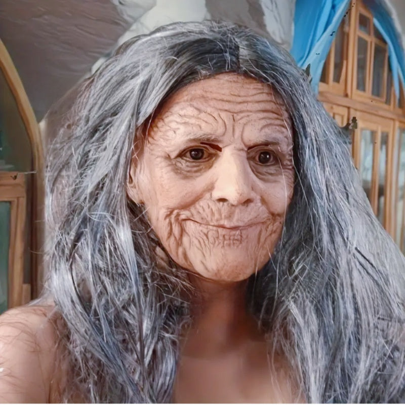 Black eyed long hair grandma