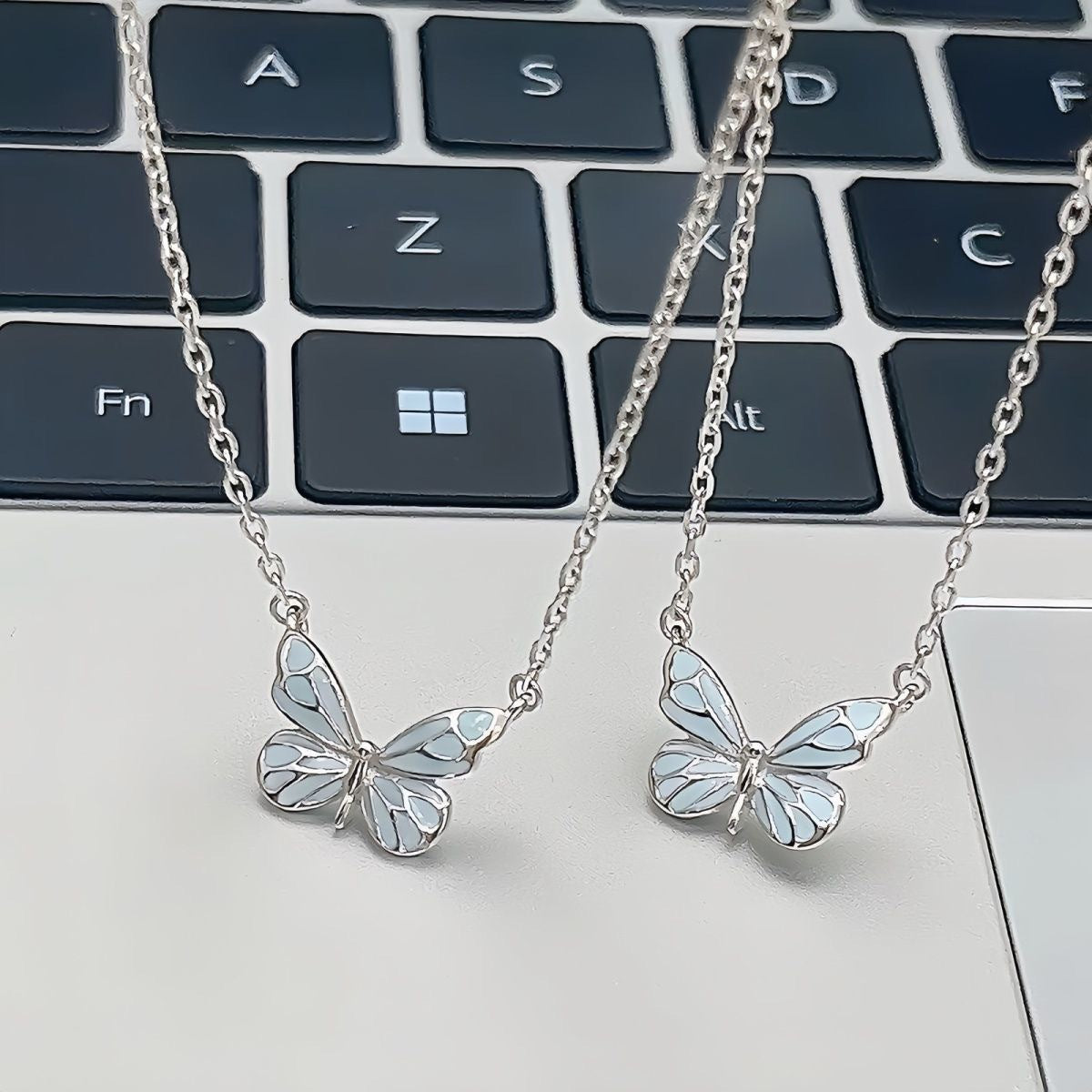 2 Pack Luminous Butterfly Adjustable Necklace and Bracelet Set