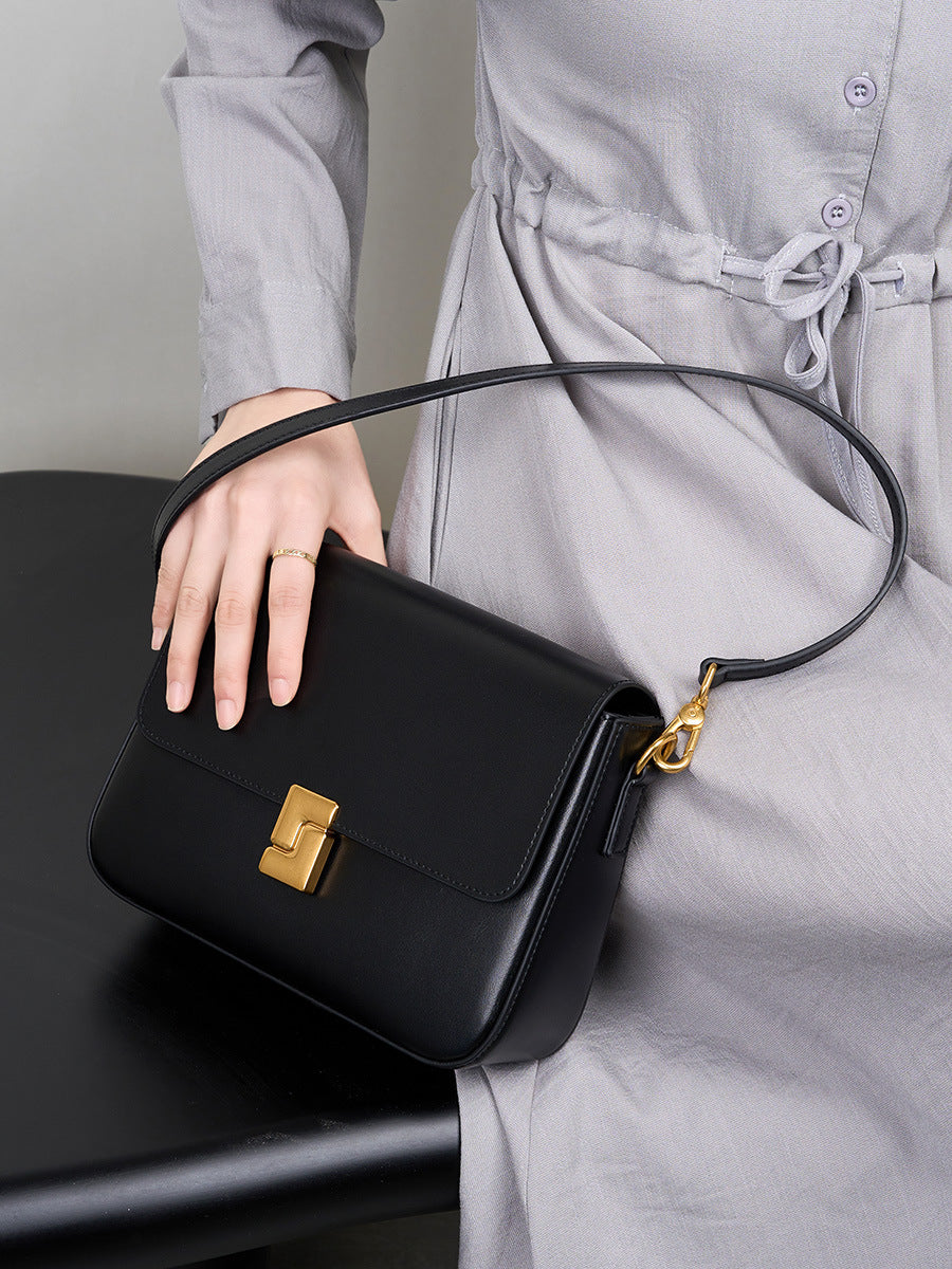Genuine Leather Square Shoulder Bag