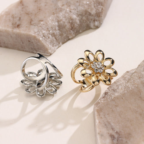 2 Pcs Alloy Floral Scarf Ring with Adjustable Clasp