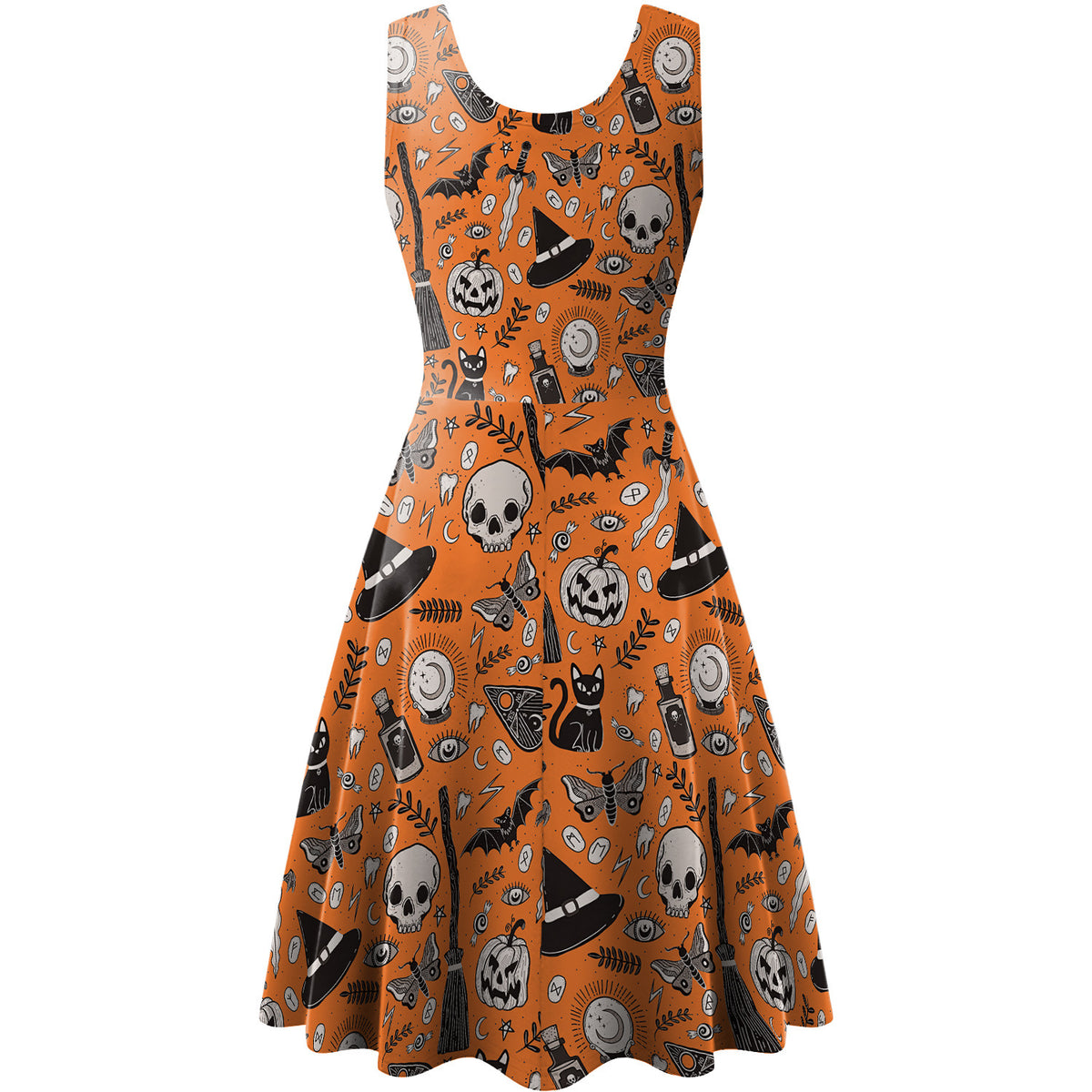 Halloween Sleeveless Digital Print Dress