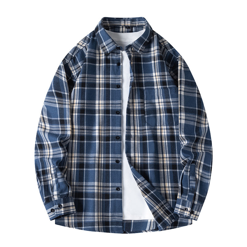 Plaid long-sleeved shirt