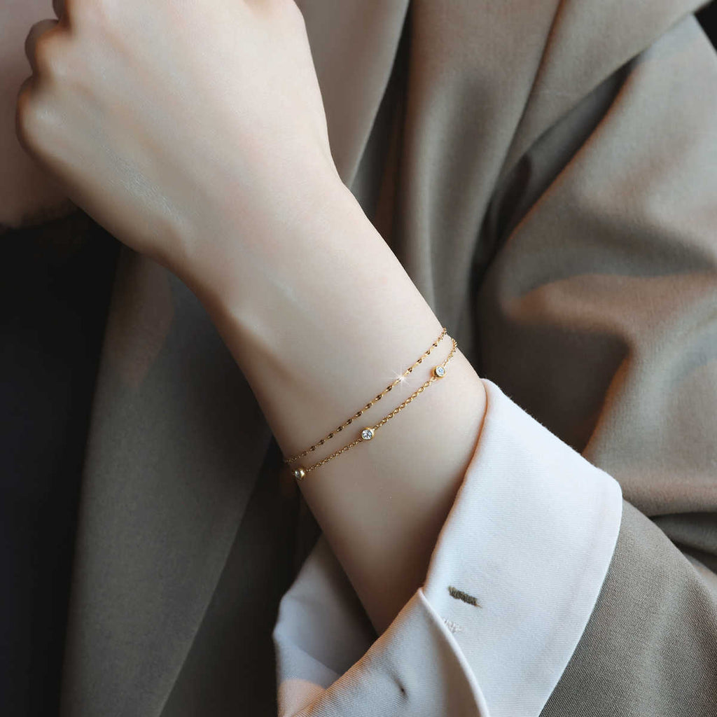 Double flash Diamond titanium steel bracelet