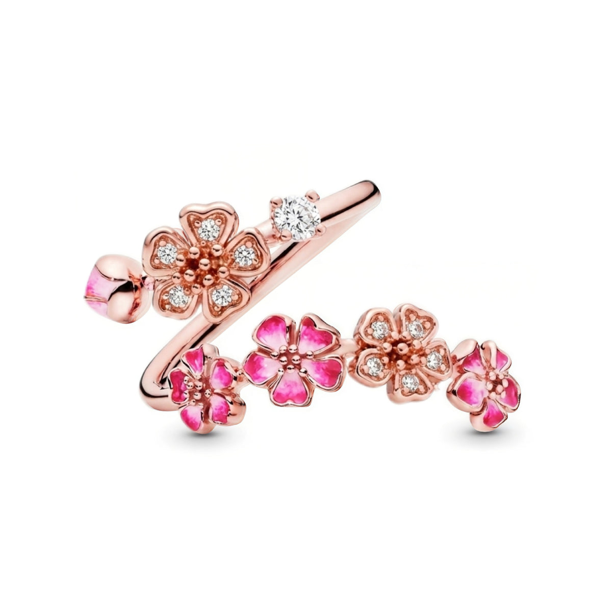 Luxury-Style Peach Blossom Opened Adjustable Ring