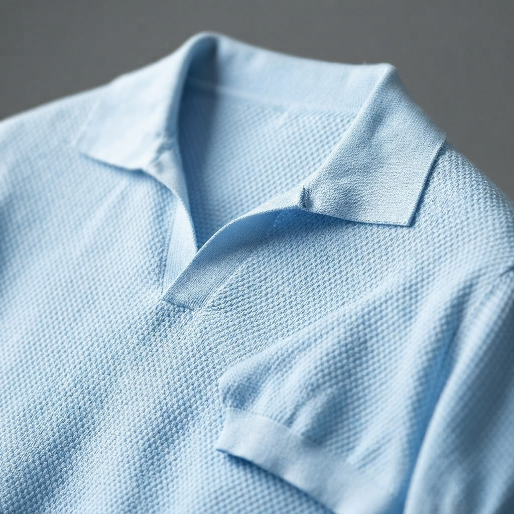 Men's Breathable Pineapple Knit Polo with Seagull Collar - product image 2