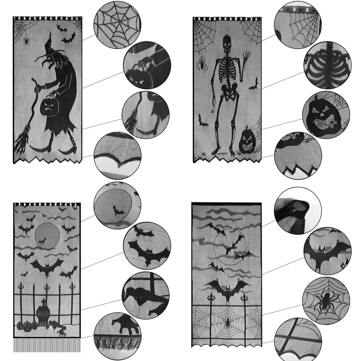 Door curtain 4 piece set for Halloween 