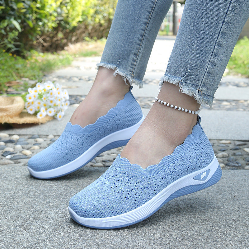 Fly-Knit Mesh Slip-On Walking Shoes for Women