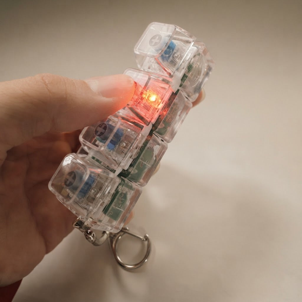 Tactile Keyboard Keychain Fidget Toy with LED Light