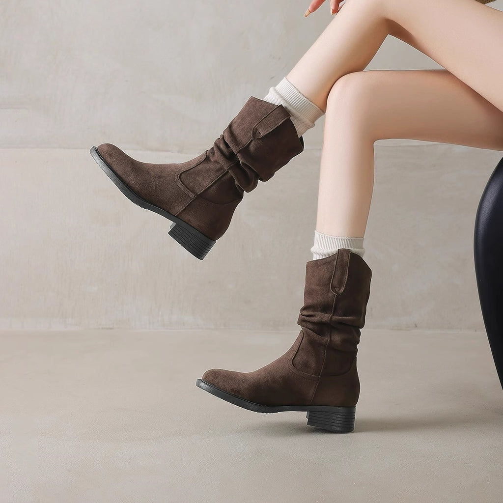 Womens Suede Ankle Boots Hidden Heel
