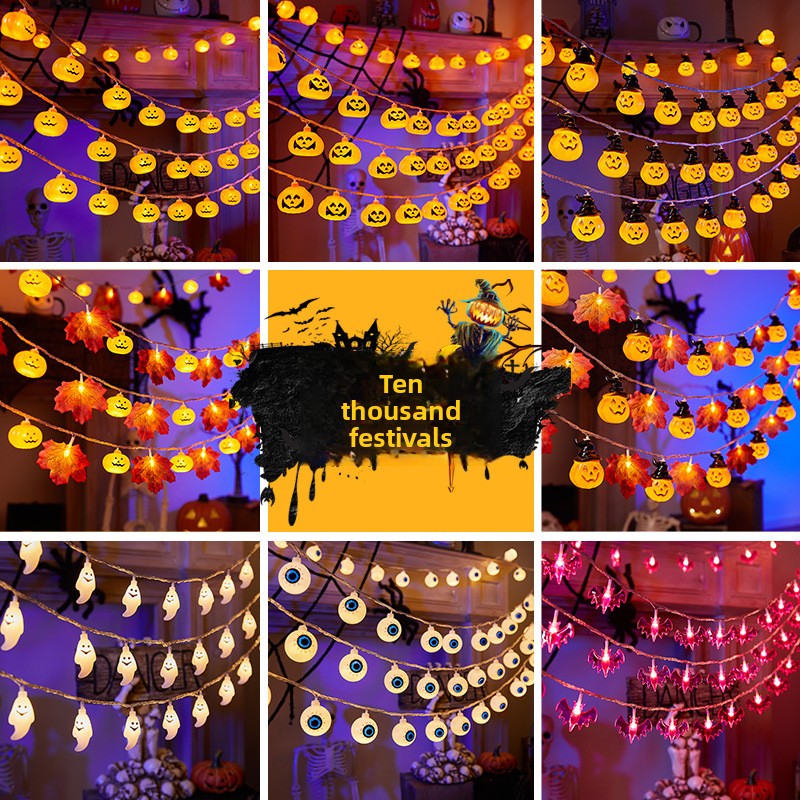 Fabric Ghost Halloween Light String Scene Decoration Led