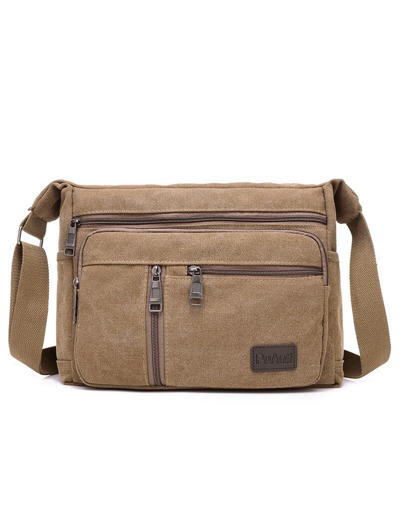 Canvas Crossbody Bag with Multiple Compartments