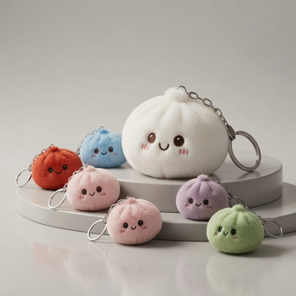 Cute Xiaolongbao Plush Stress Relief Squishy Keychain