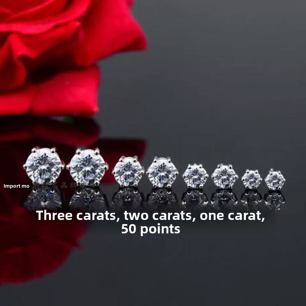 4 Pcs Six-Claw Zircon Stud Earrings