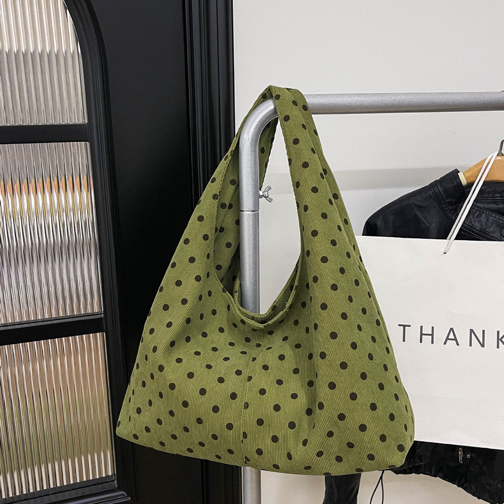 Minimalist Polka Dot Corduroy Tote Bag