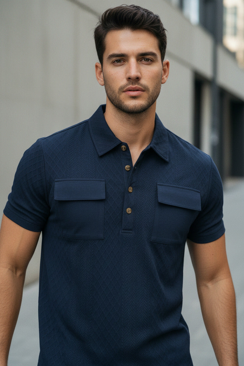 Men's Casual Polo Shirt with Button Collar - product image 1