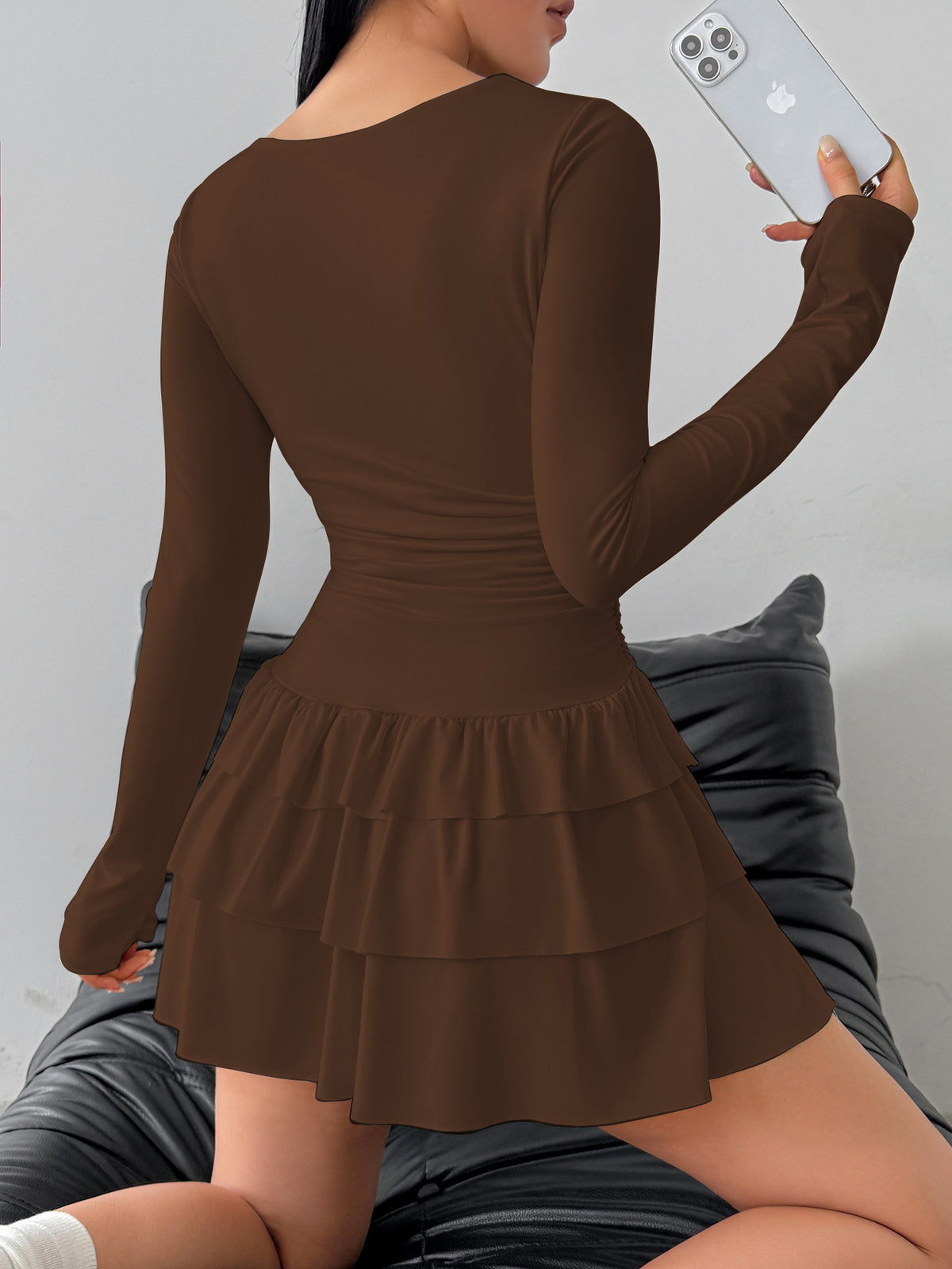 Sienna Sculpt Long-Sleeve Pleated Dress