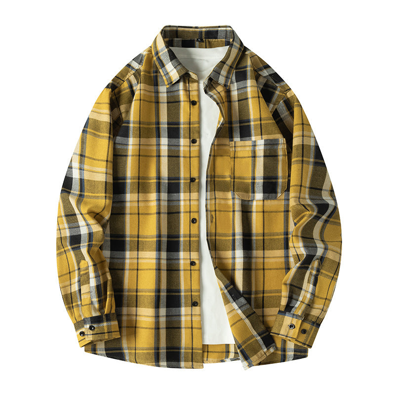 Plaid long-sleeved shirt