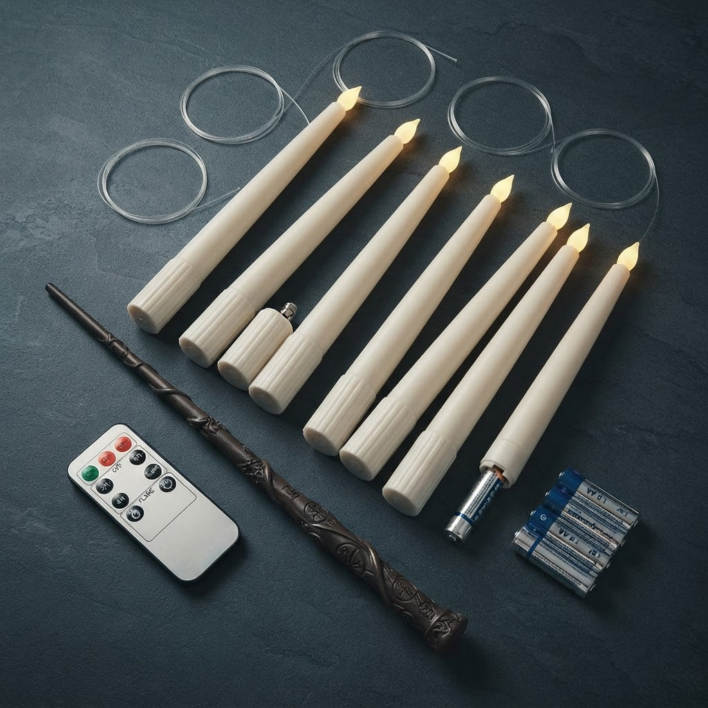 Halloween Remote Controlled LED Floating Flickering Taper Candles for Parties