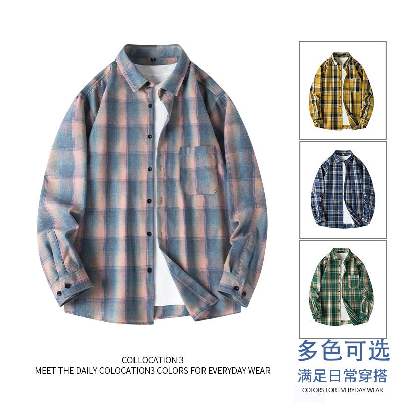 Plaid long-sleeved shirt