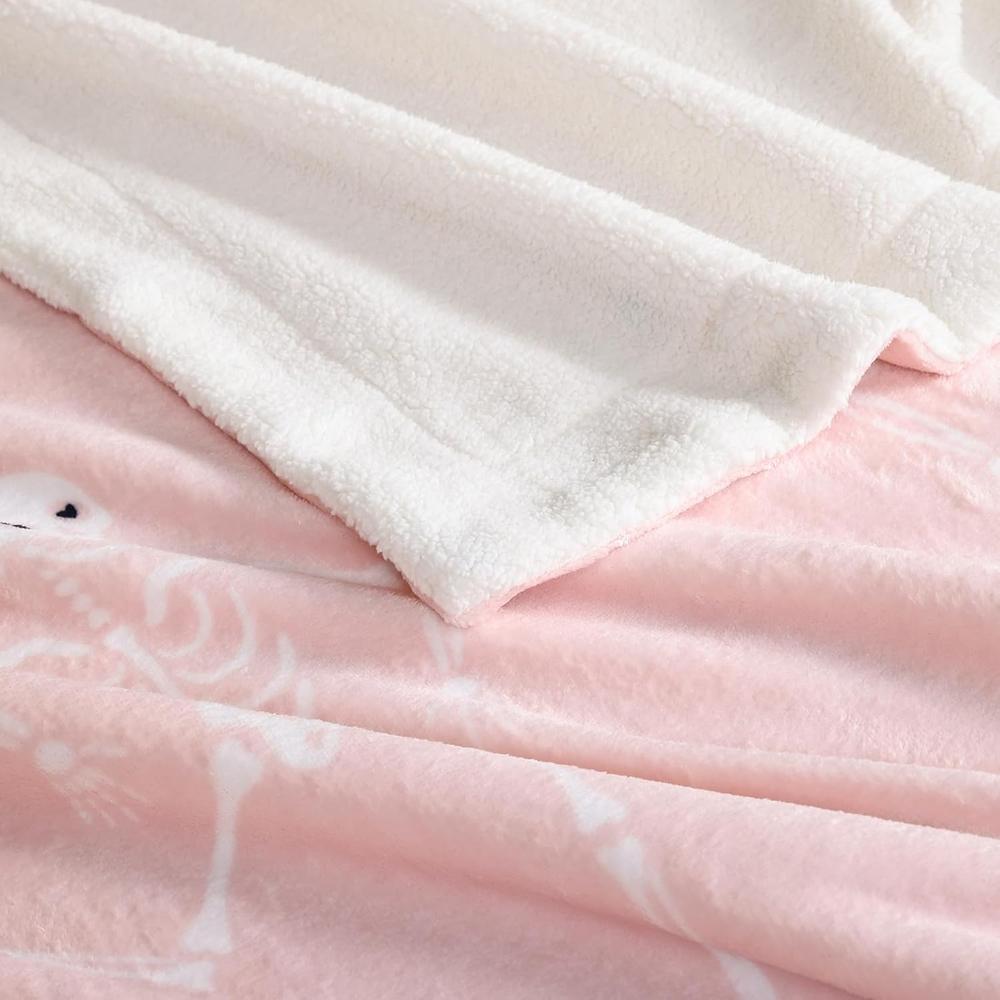 Double-Sided Sherpa Fleece Throw Blanket with Halloween Pattern