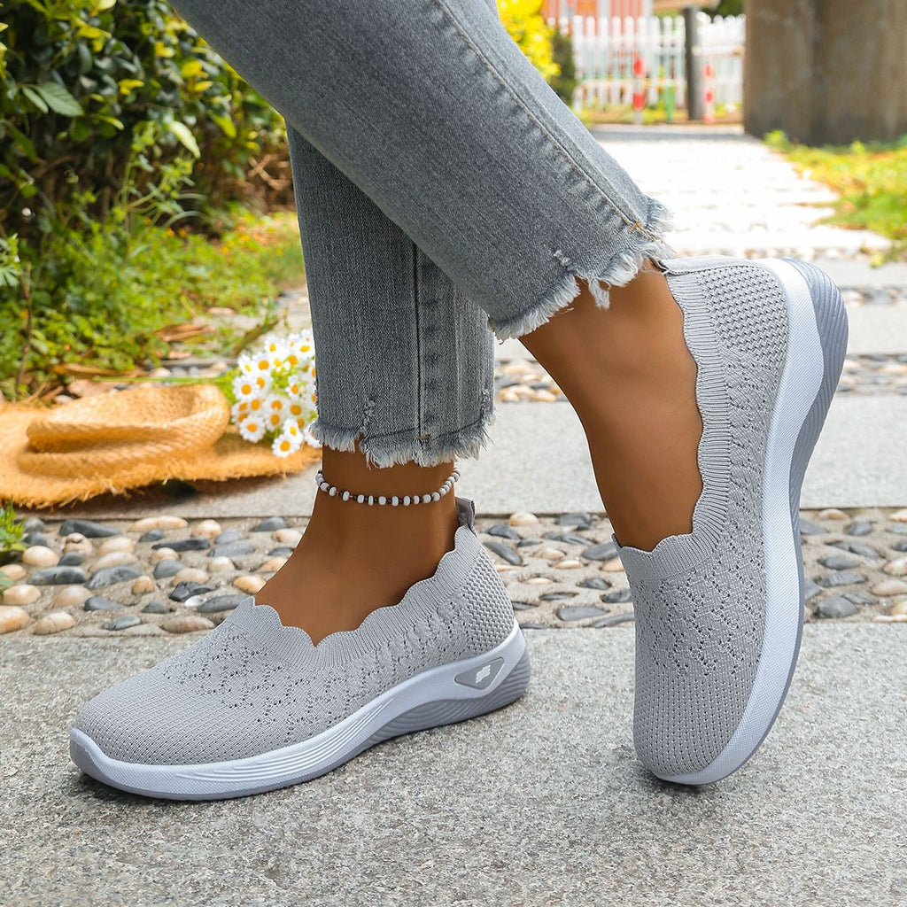 Fly-Knit Mesh Slip-On Walking Shoes for Women
