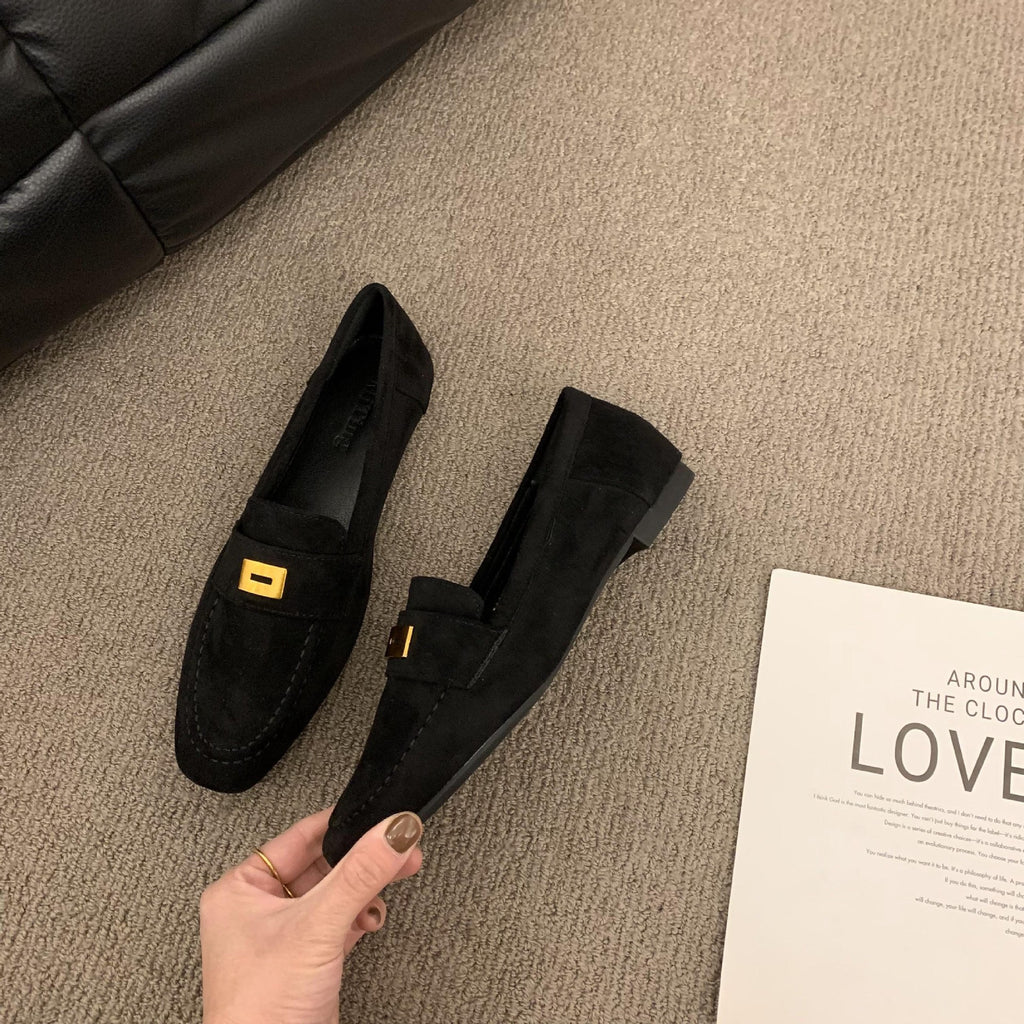 Women's Premium Suede Slip-On Loafers - Comfortable Flat Shoes