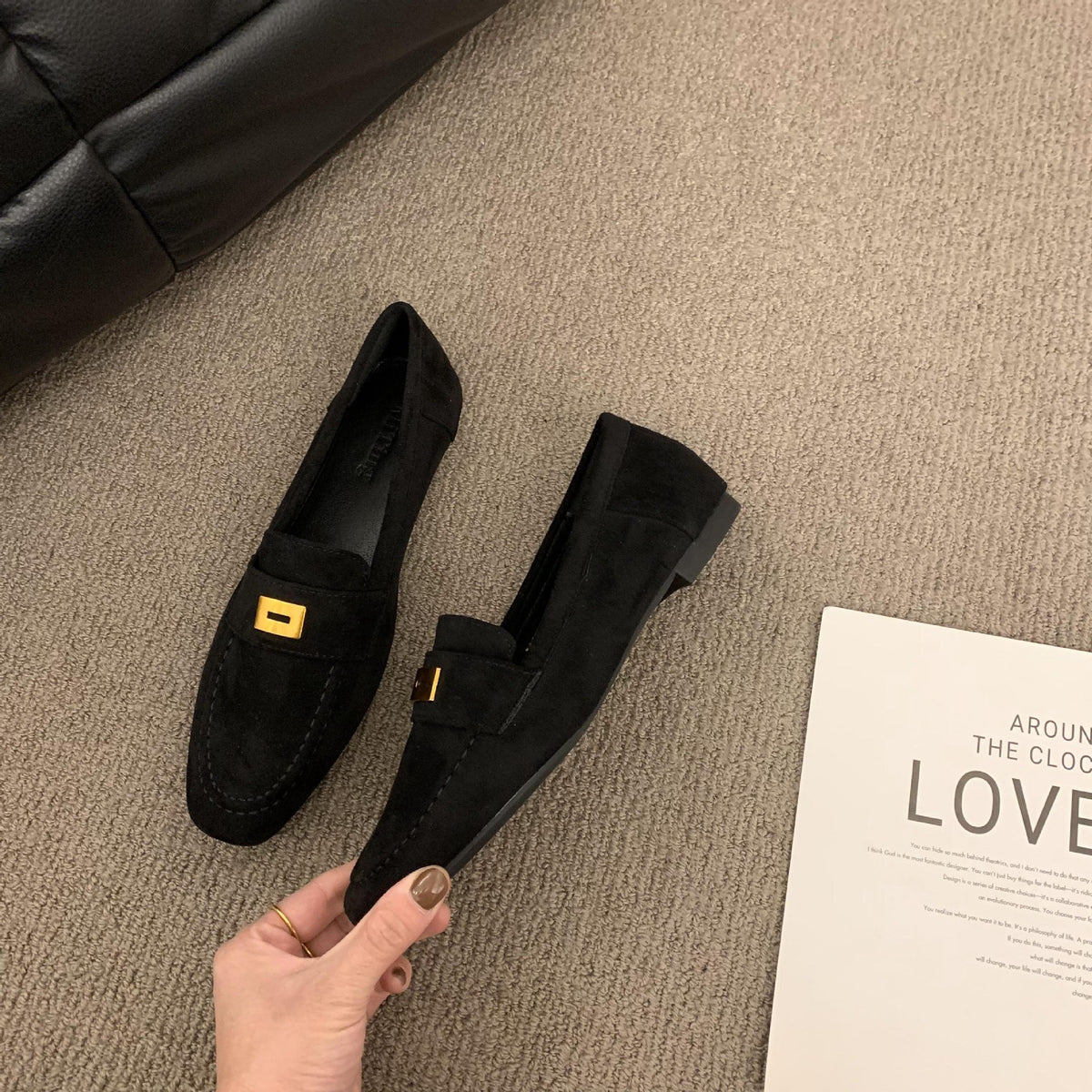 Women's Premium Suede Slip-On Loafers - Comfortable Flat Shoes