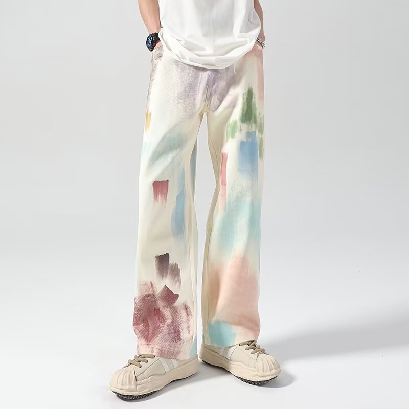 Retro Wide Leg Spray Wash Pants