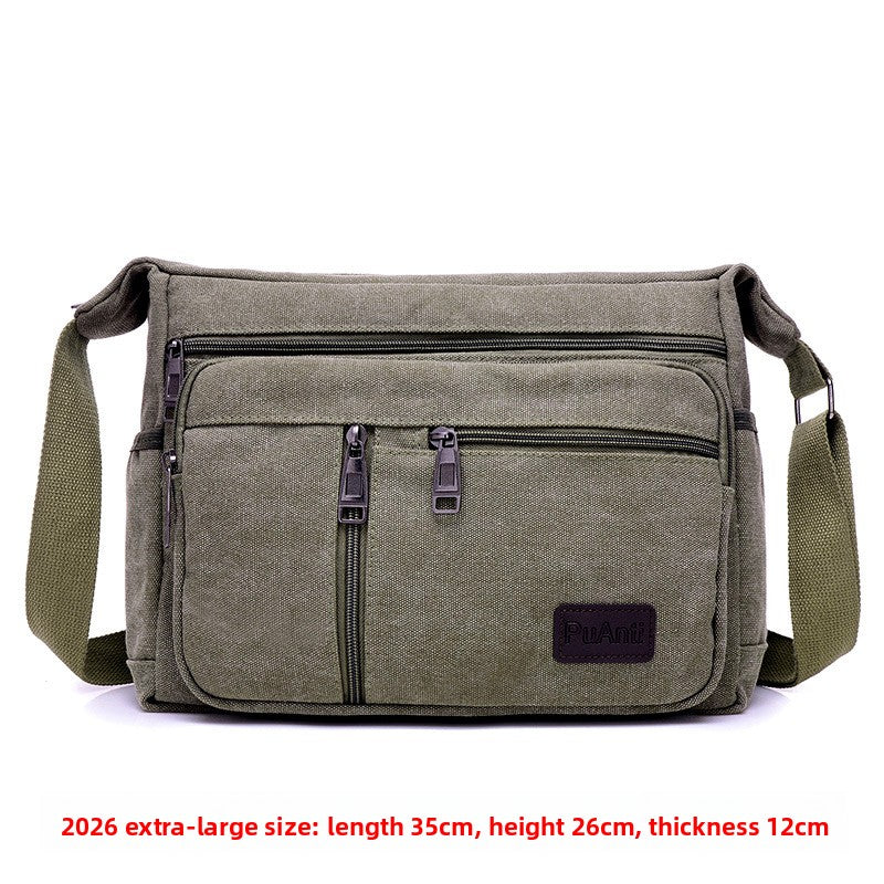 Canvas Crossbody Bag with Multiple Compartments