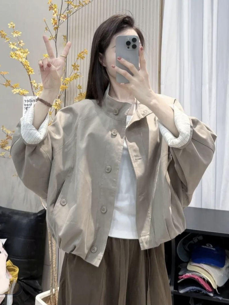 Women's Stand Collar Short Trench Coat