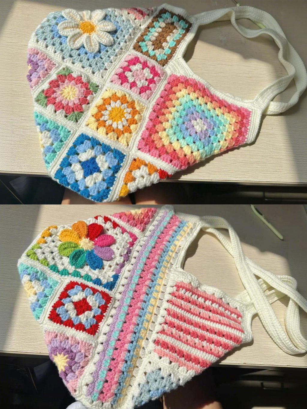 Large Granny Square Crochet Bag DIY Kit - Handmade Craft Project