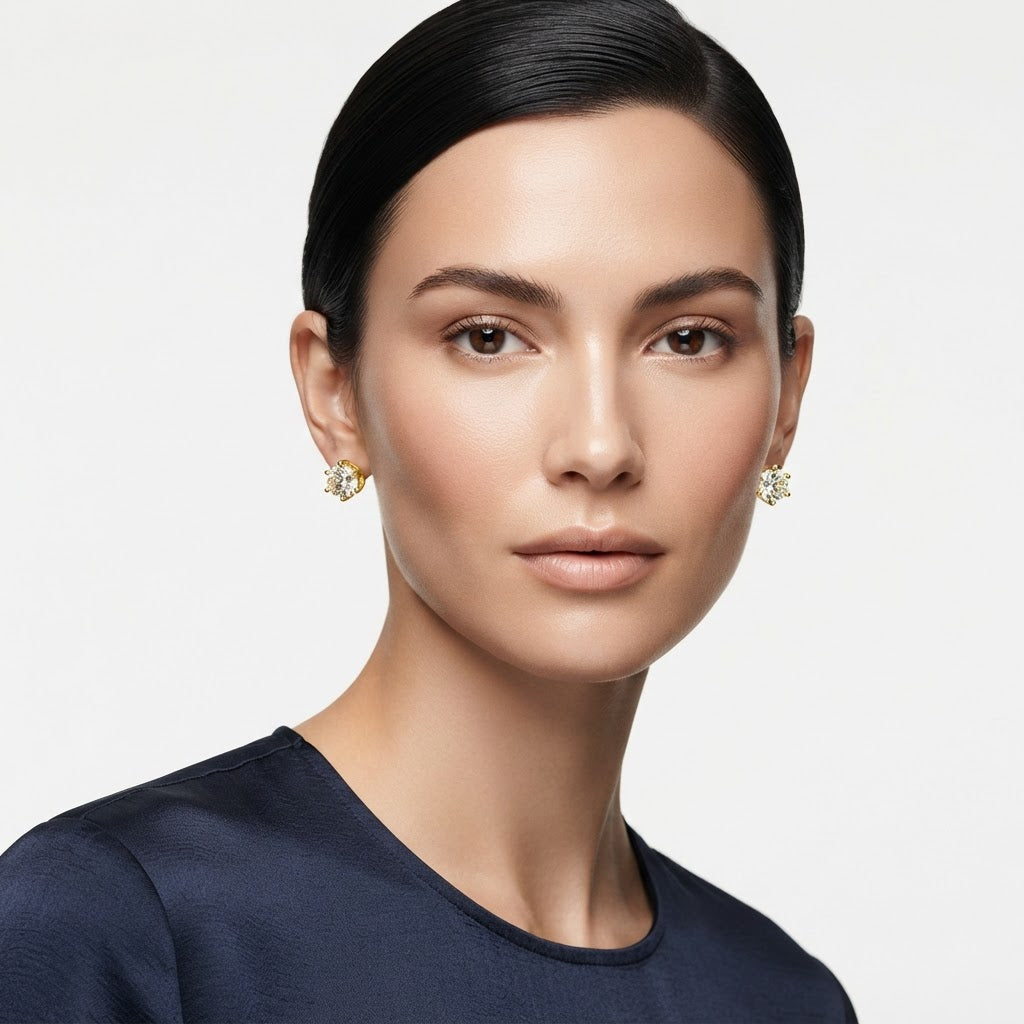 4 Pcs Six-Claw Zircon Stud Earrings